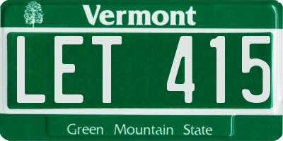 VT license plate LET415