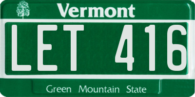 VT license plate LET416