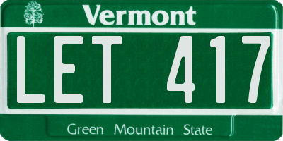 VT license plate LET417