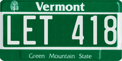 VT license plate LET418