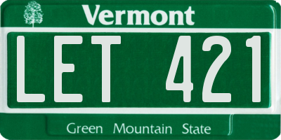 VT license plate LET421