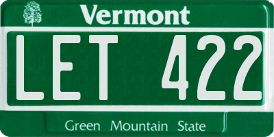 VT license plate LET422