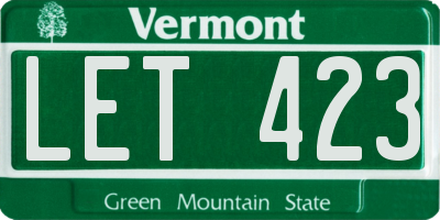 VT license plate LET423