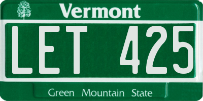VT license plate LET425