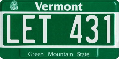 VT license plate LET431