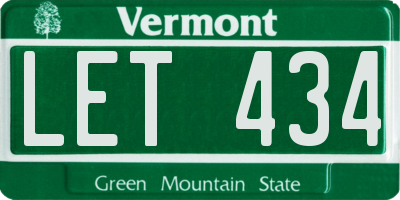 VT license plate LET434