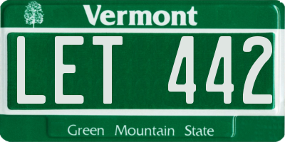VT license plate LET442
