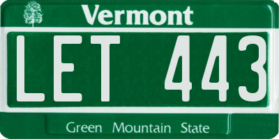 VT license plate LET443