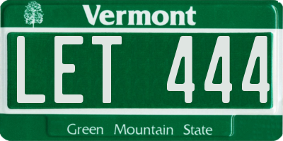 VT license plate LET444