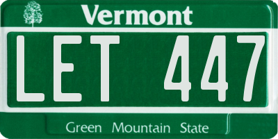 VT license plate LET447