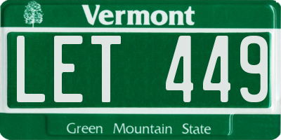 VT license plate LET449