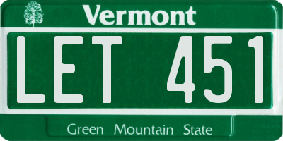 VT license plate LET451