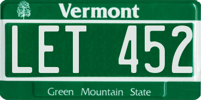VT license plate LET452