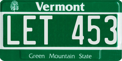 VT license plate LET453