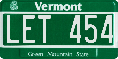 VT license plate LET454