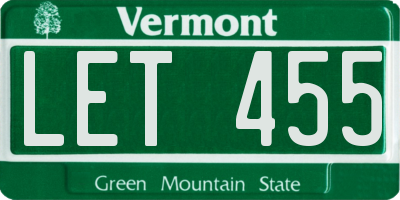 VT license plate LET455