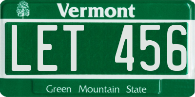 VT license plate LET456