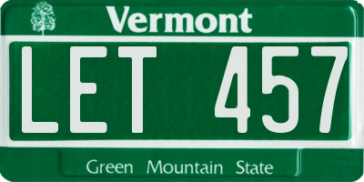 VT license plate LET457