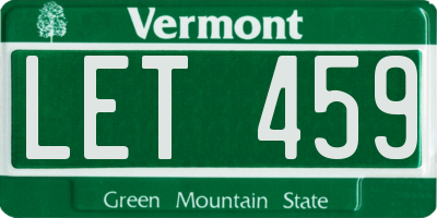 VT license plate LET459