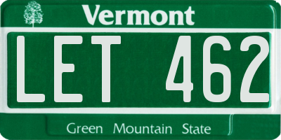 VT license plate LET462