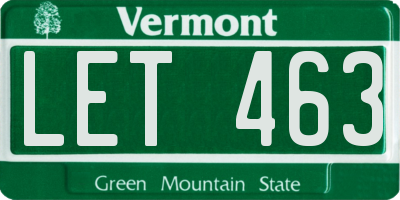 VT license plate LET463