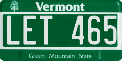 VT license plate LET465