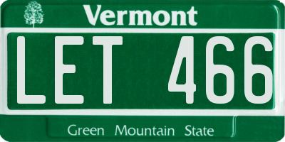 VT license plate LET466