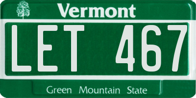 VT license plate LET467