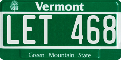 VT license plate LET468