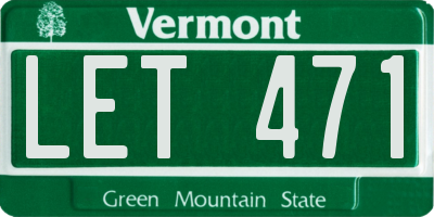 VT license plate LET471