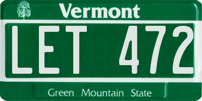 VT license plate LET472
