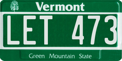 VT license plate LET473