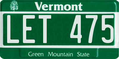 VT license plate LET475