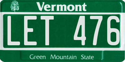 VT license plate LET476