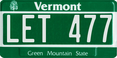 VT license plate LET477