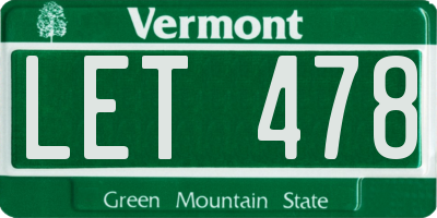 VT license plate LET478