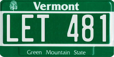 VT license plate LET481
