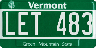 VT license plate LET483