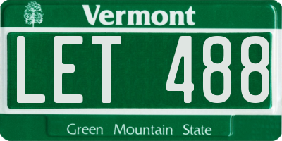 VT license plate LET488