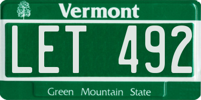 VT license plate LET492