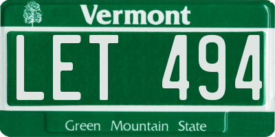 VT license plate LET494