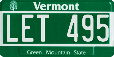 VT license plate LET495