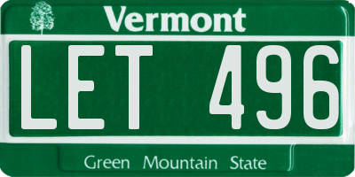 VT license plate LET496