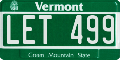VT license plate LET499