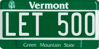 VT license plate LET500