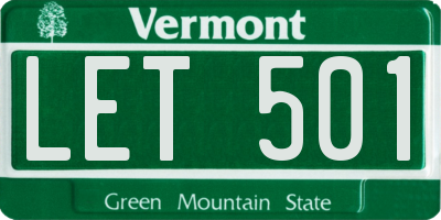 VT license plate LET501