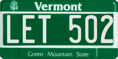 VT license plate LET502