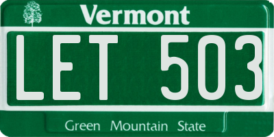 VT license plate LET503