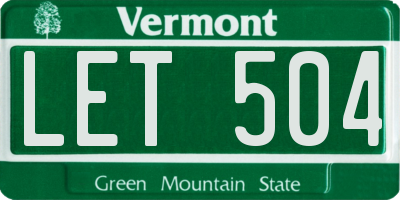 VT license plate LET504