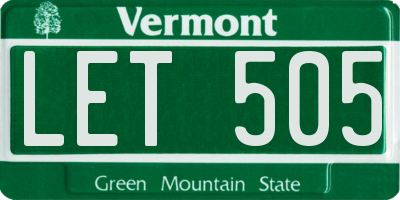 VT license plate LET505